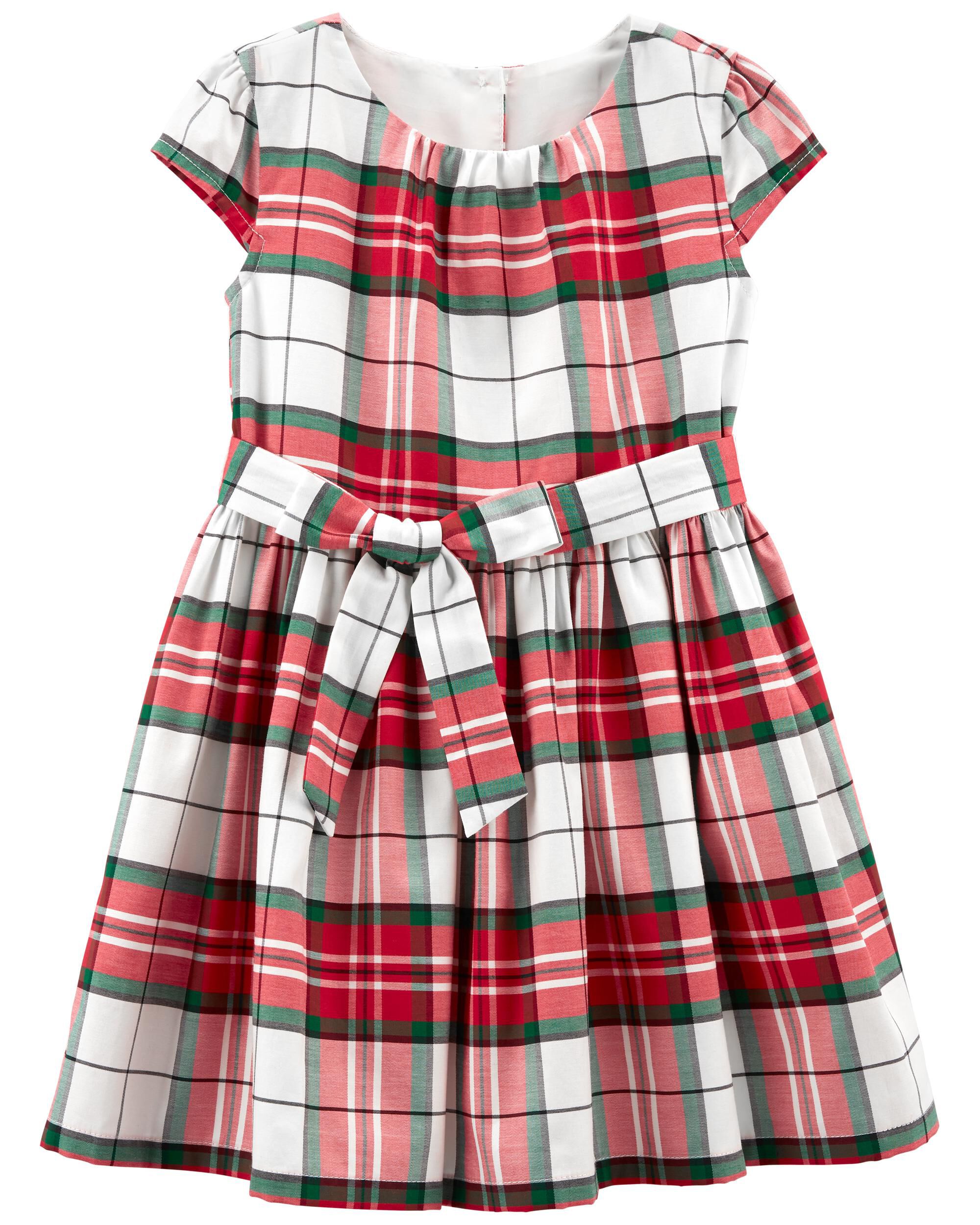 Toddler Red/Green Plaid Sateen Holiday ...